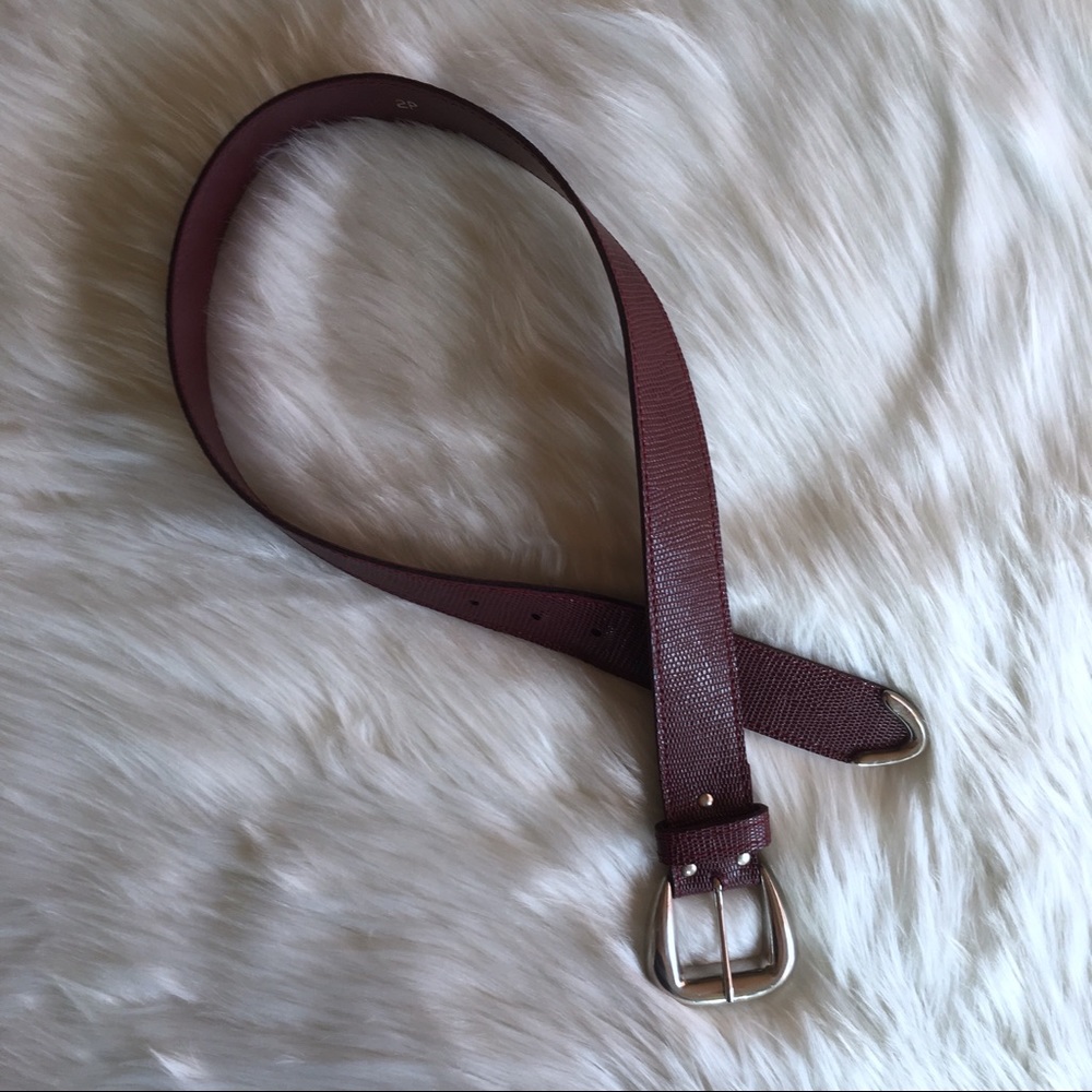 Maroon Python Snake Print Belt With Silver Buckle - image 2